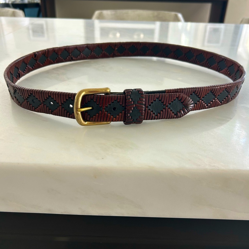 Cole Haan braided belt. Leather. Brown/black detailing. Size 38. Great condition